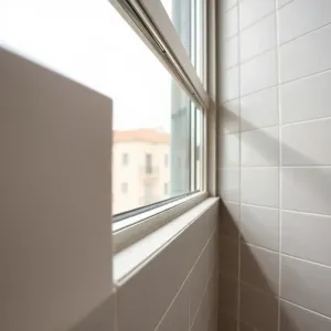 Płytki przy oknie balkonowym