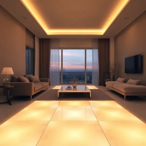 Podświetlana podłoga w salonie