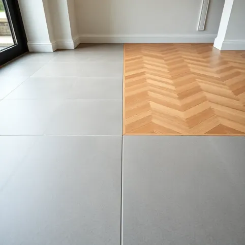 Połączenie płytki z parkietem