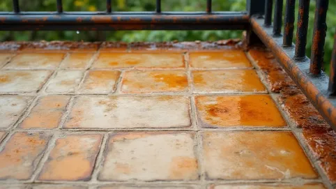 Rdza na płytkach balkonowych