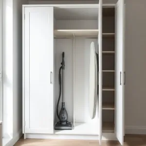 Szafa z miejscem na odkurzacz i deskę do prasowania