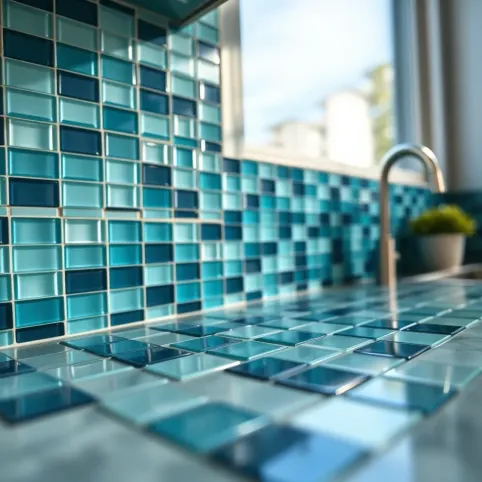 Szklane płytki do kuchni na ścianę