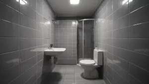 Takie same płytki na ścianie i podłodze