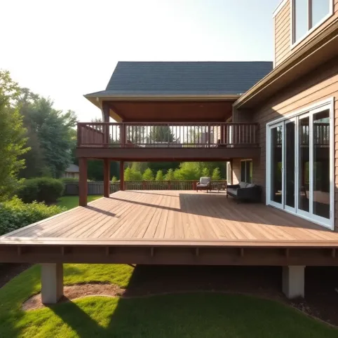 Taras z deski kompozytowej na słupach