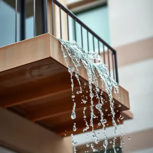 Wylewanie wody przez balkon