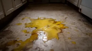 żółte plamy na linoleum