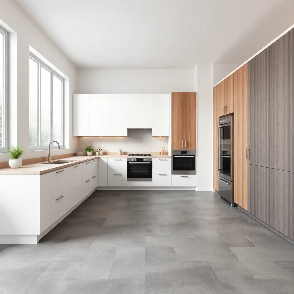 Szara podłoga w kuchni  jakie meble