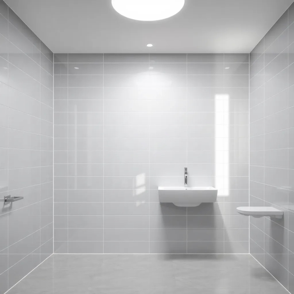 Szare płytki z połyskiem do łazienki