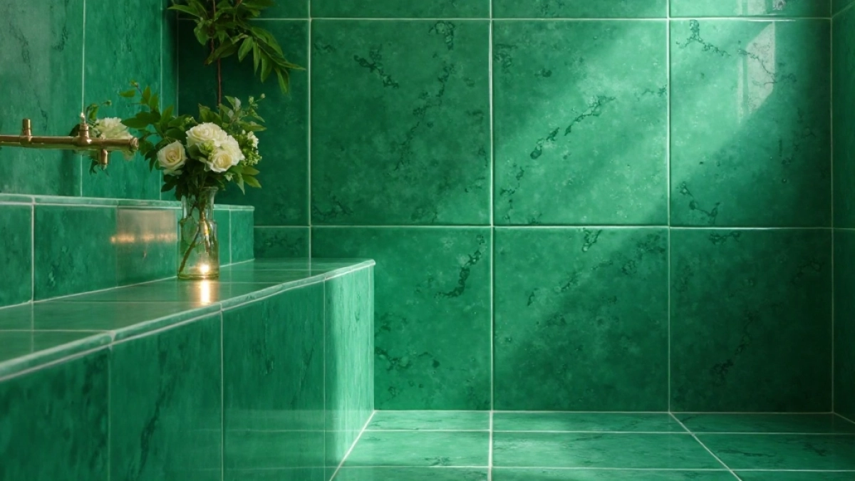 Szmaragdowe płytki do łazienki