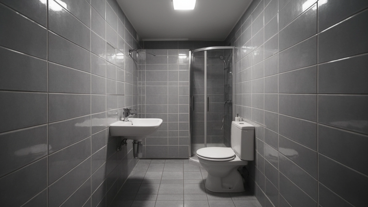 Takie same płytki na ścianie i podłodze