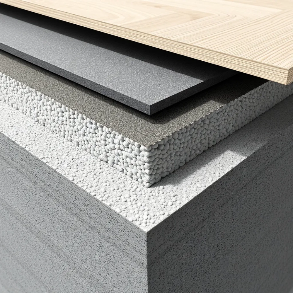 Warstwy podłogi na stropie żelbetowym