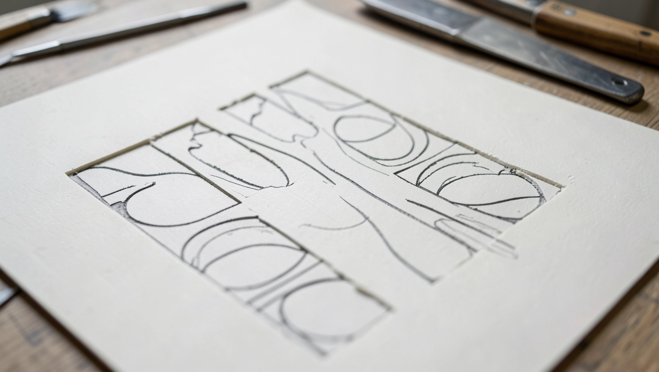 Wycinanie wzorów w linoleum do linorytu