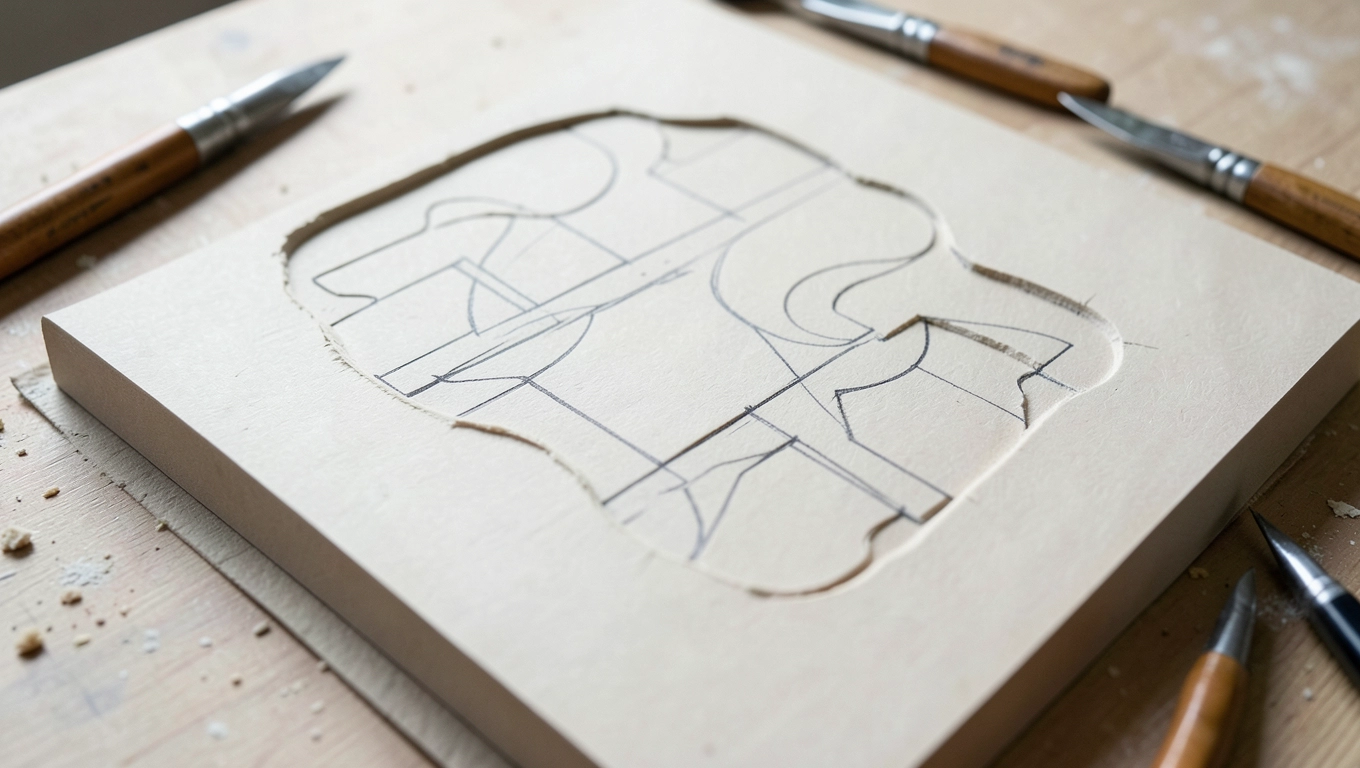 Żłobienie matrycy w linoleum 50x70