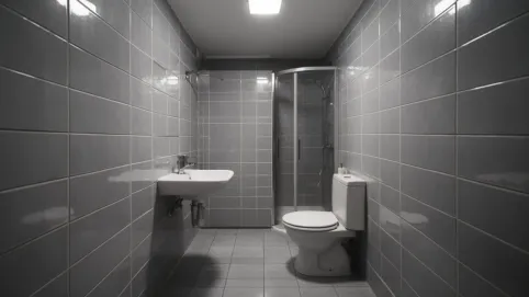 Takie same płytki na ścianie i podłodze